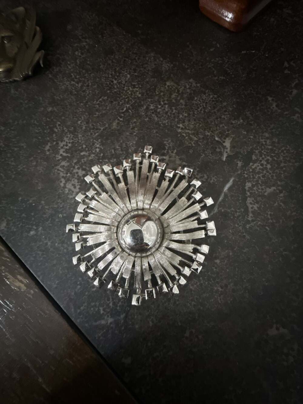 Vintage Monet Silver Tone Sunburst Starburst Brooch Pin